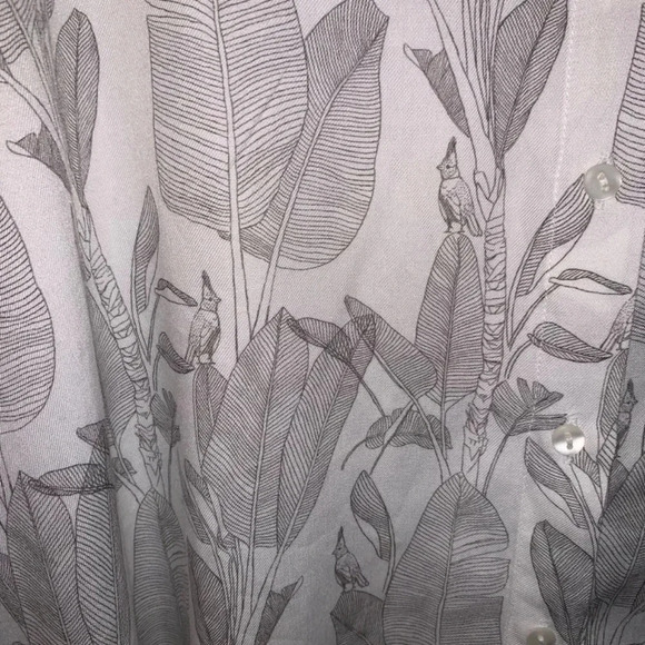 Harris Wilson Cesarine Birds Botanical Print White Grey Viscose Button Up Shirt - Picture 8 of 12